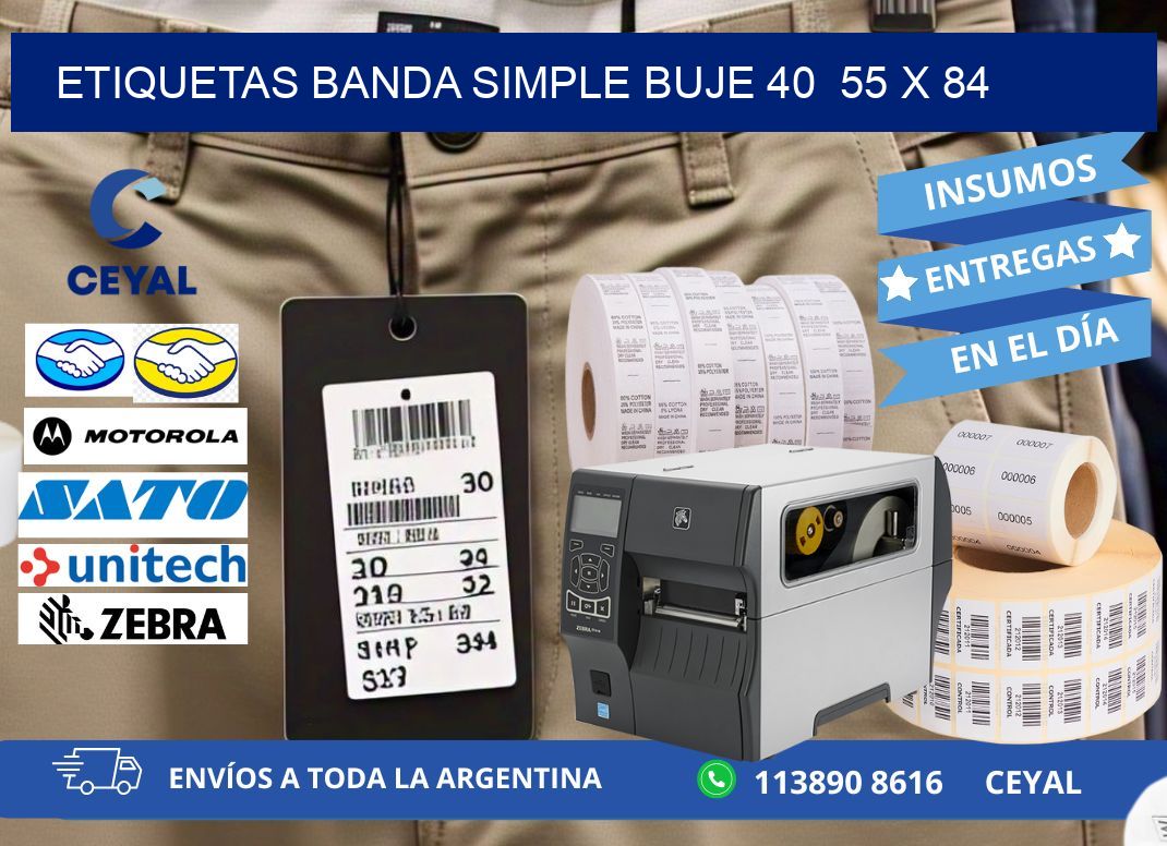 etiquetas banda simple buje 40  55 x 84