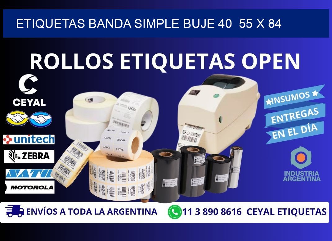 etiquetas banda simple buje 40  55 x 84