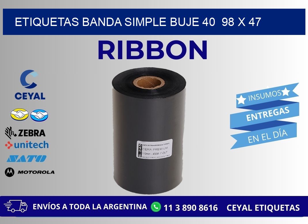 etiquetas banda simple buje 40  98 x 47