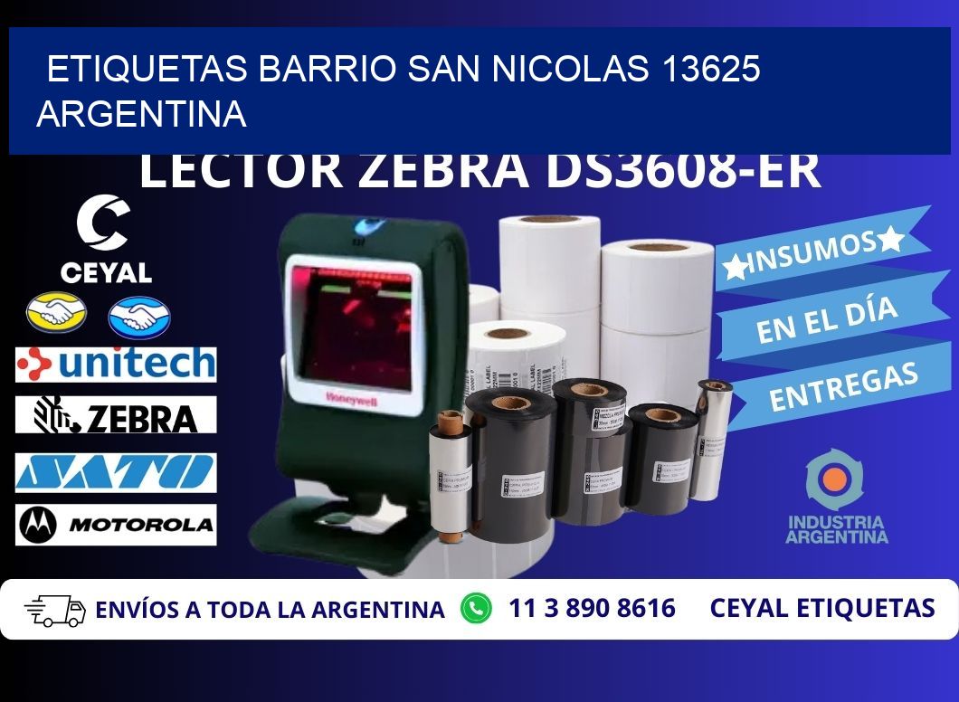 etiquetas barrio san nicolas 13625 argentina