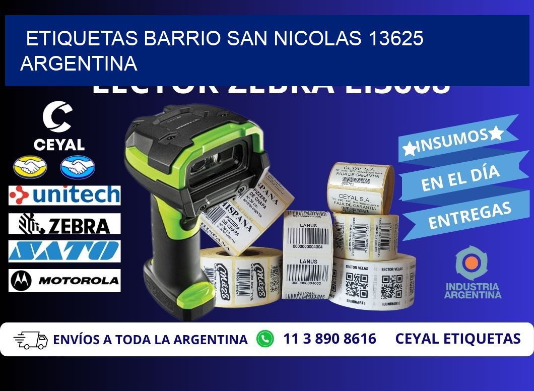 etiquetas barrio san nicolas 13625 argentina