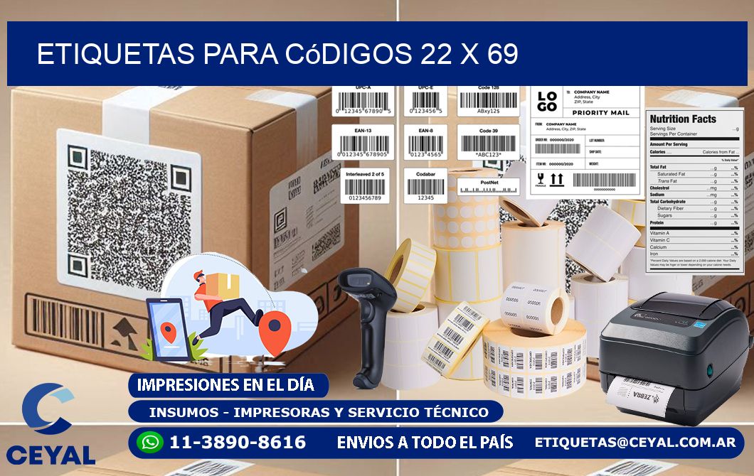etiquetas para códigos 22 x 69