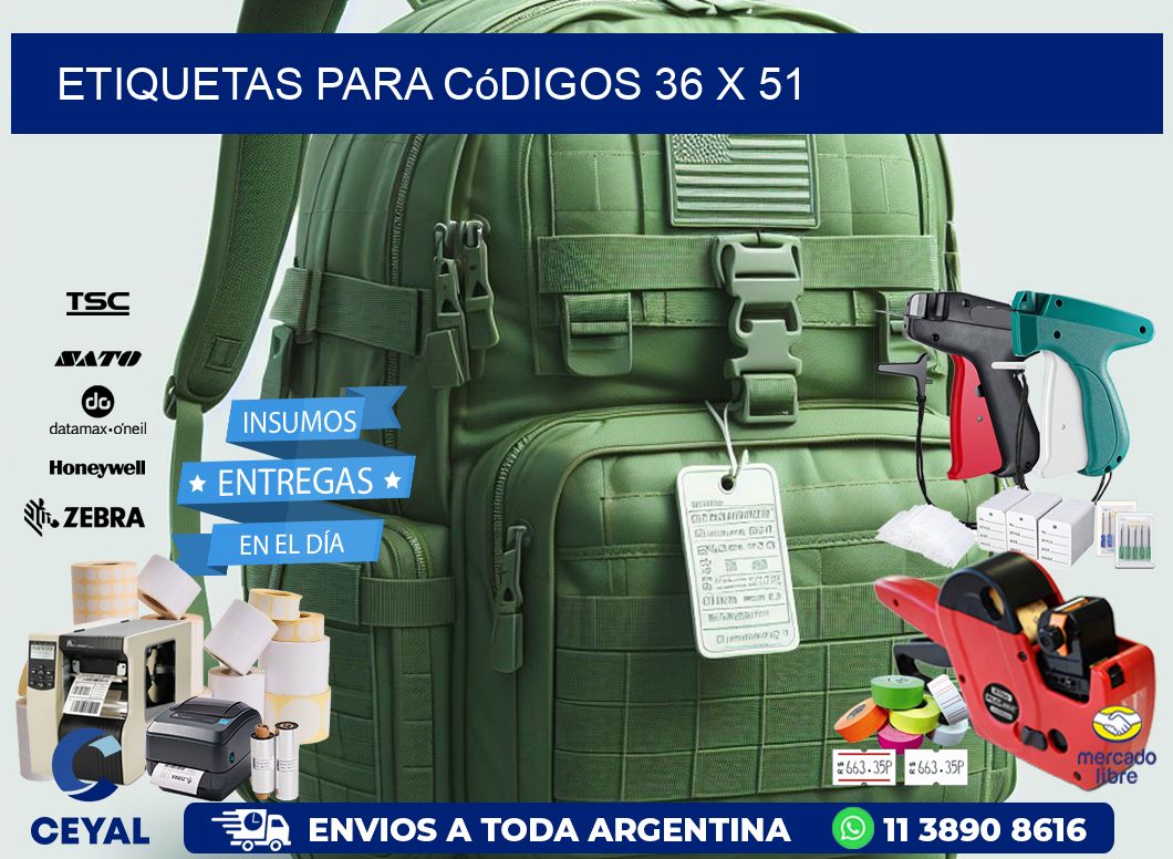 etiquetas para códigos 36 x 51