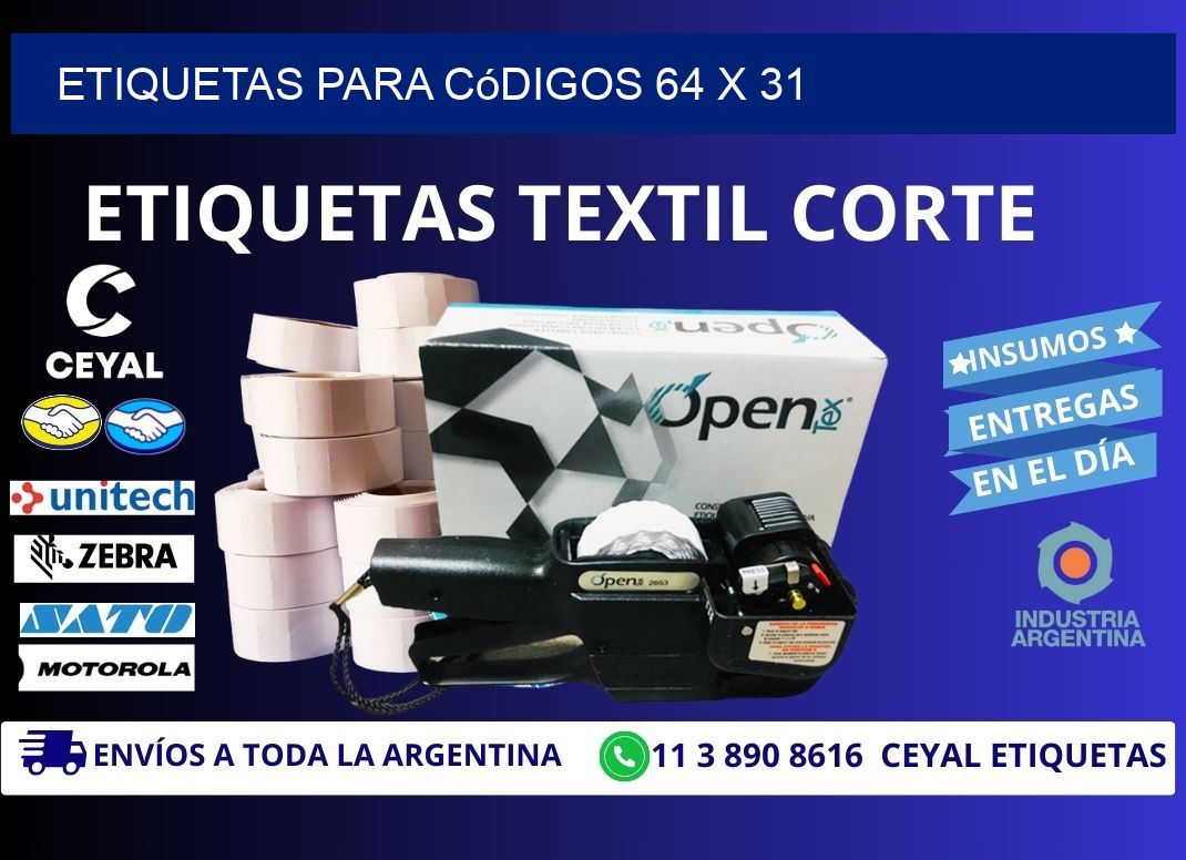 etiquetas para códigos 64 x 31