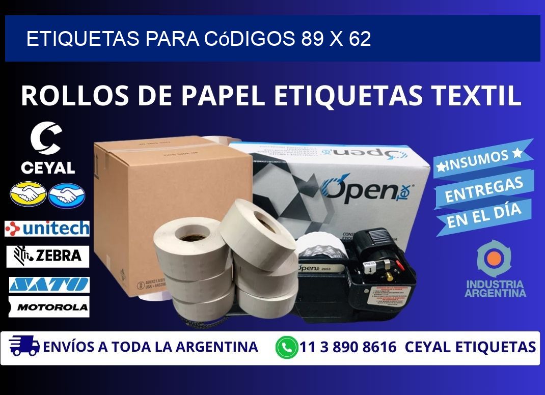 etiquetas para códigos 89 x 62
