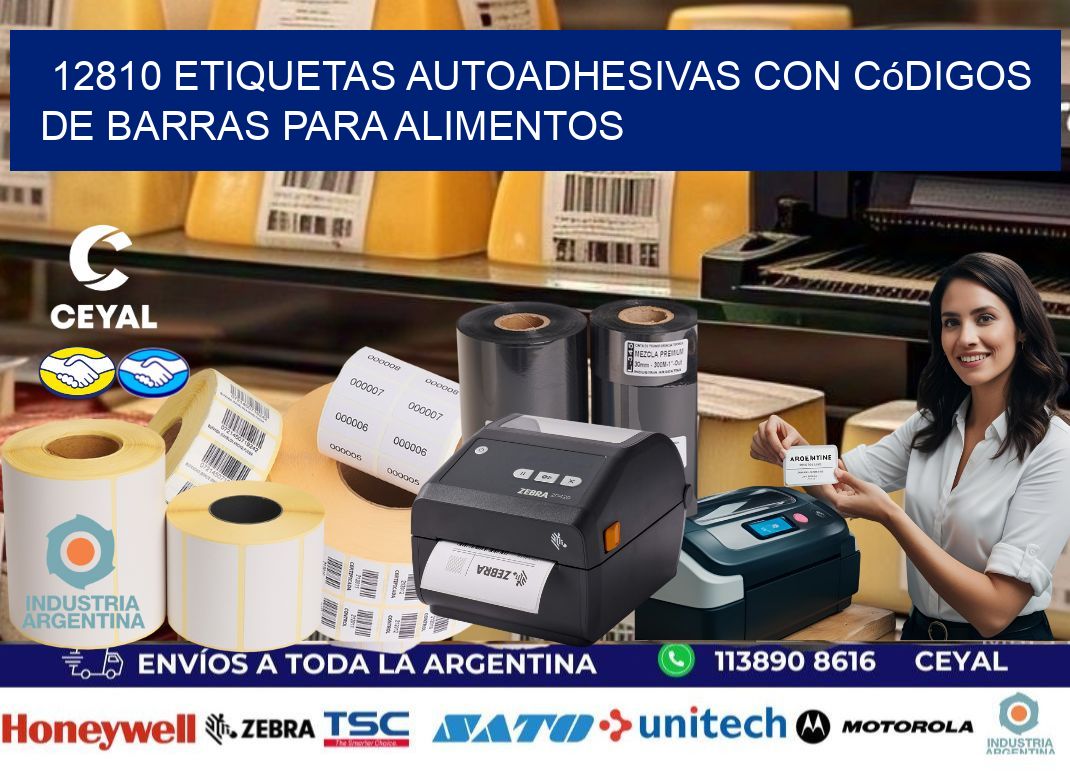 12810 Etiquetas autoadhesivas con códigos de barras para alimentos