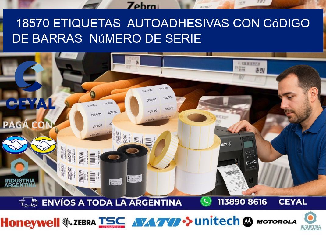 18570 etiquetas  autoadhesivas con código de barras  número de serie