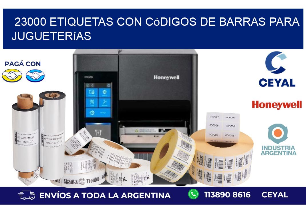 23000 etiquetas con códigos de barras para jugueterías