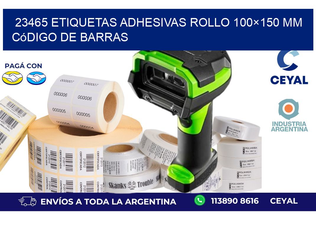 23465 etiquetas adhesivas rollo 100×150 mm código de barras