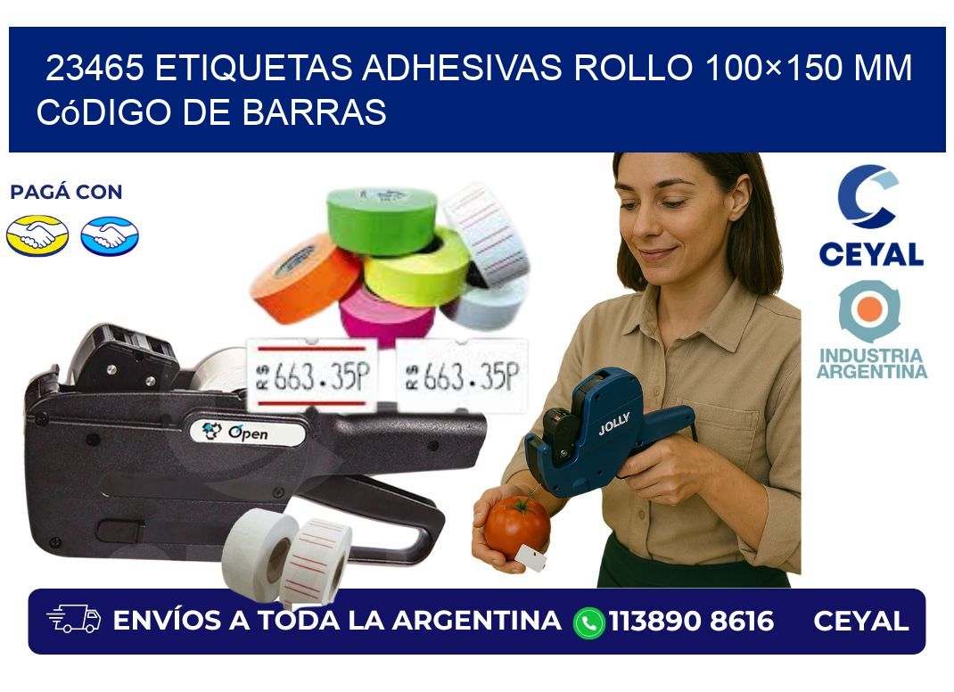 23465 etiquetas adhesivas rollo 100×150 mm código de barras