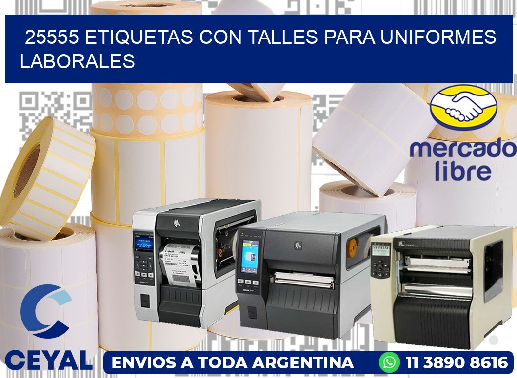 25555 etiquetas con talles para uniformes laborales