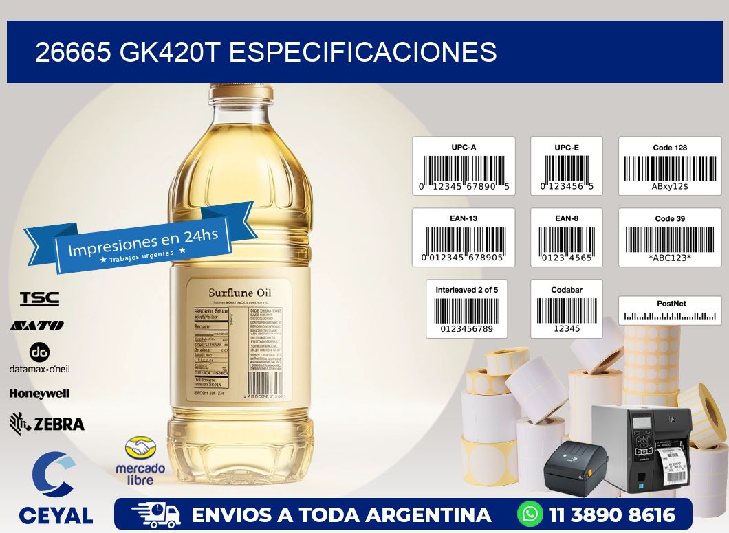 26665 GK420T especificaciones