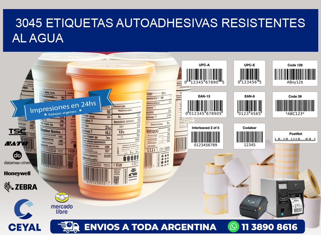 3045 etiquetas autoadhesivas resistentes al agua