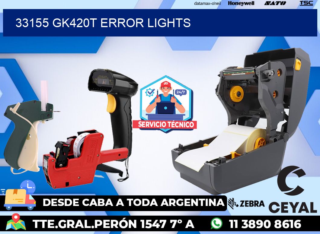 33155 GK420T error lights
