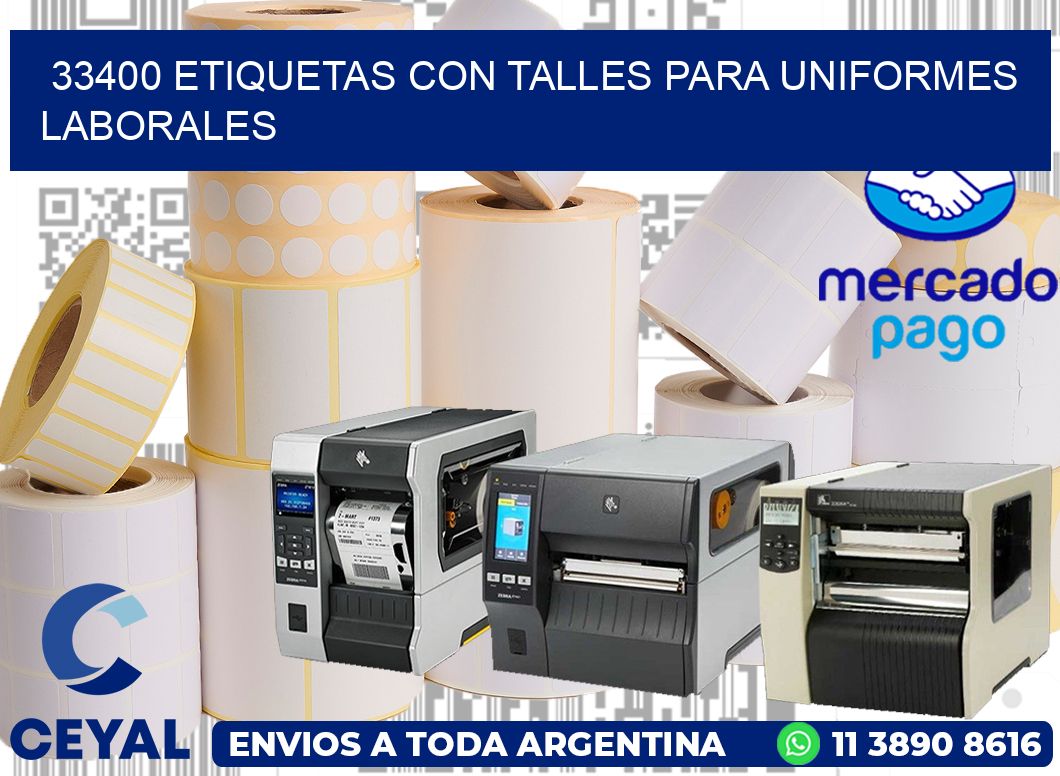 33400 etiquetas con talles para uniformes laborales