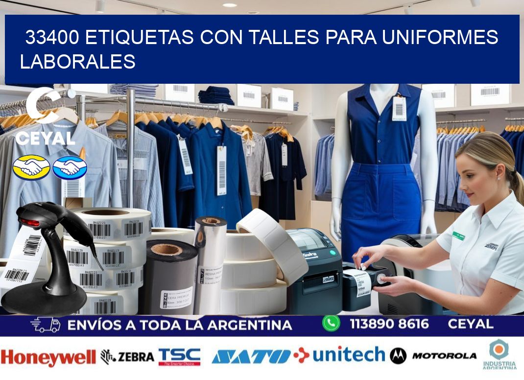 33400 etiquetas con talles para uniformes laborales