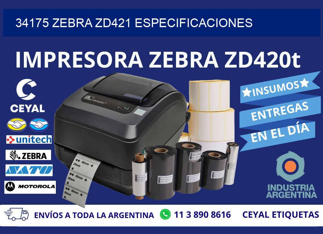34175 Zebra ZD421 especificaciones