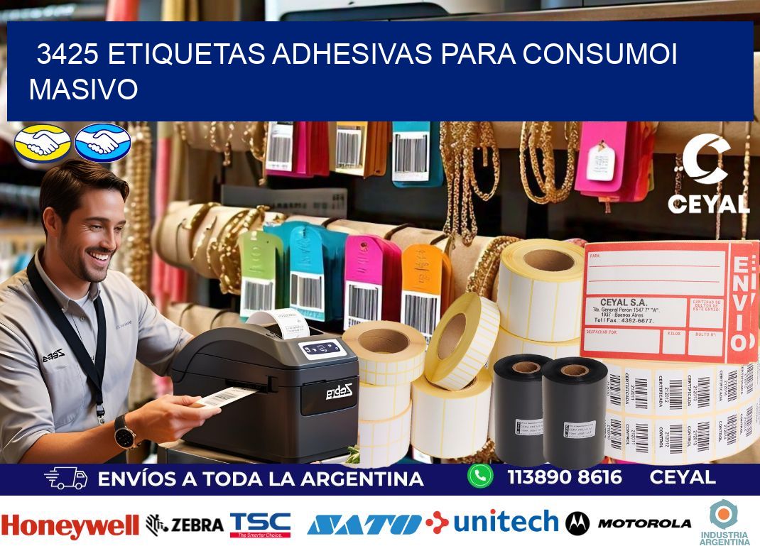 3425 Etiquetas adhesivas para consumoi masivo