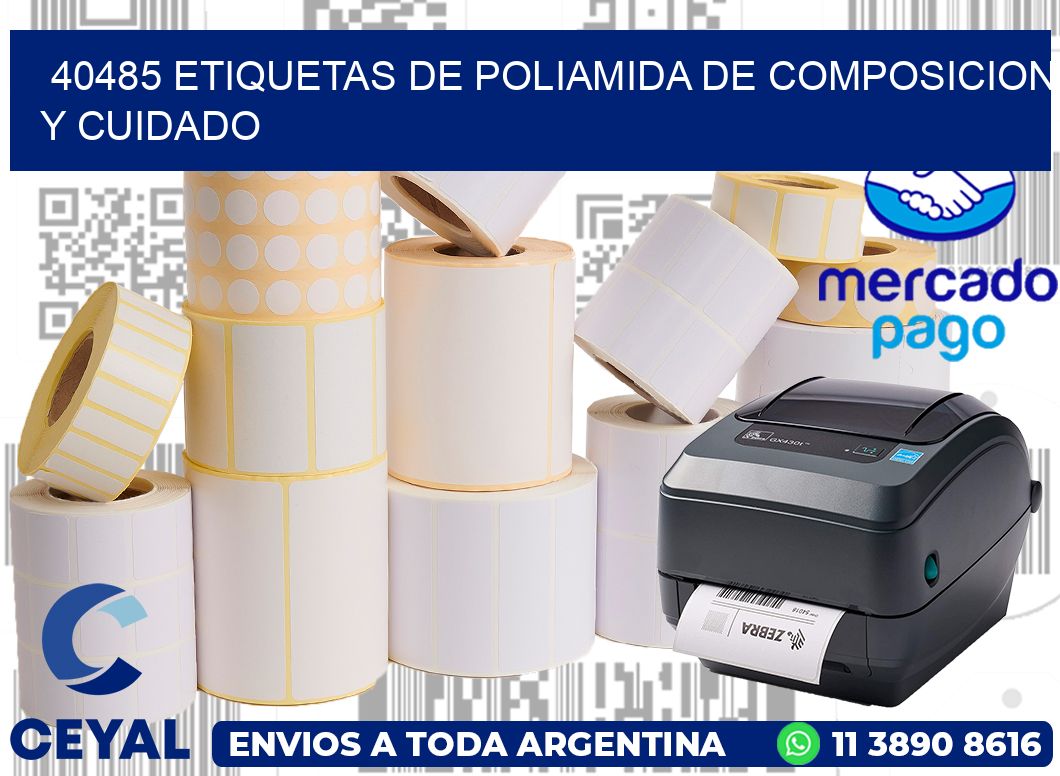 40485 etiquetas de poliamida de composicion y cuidado