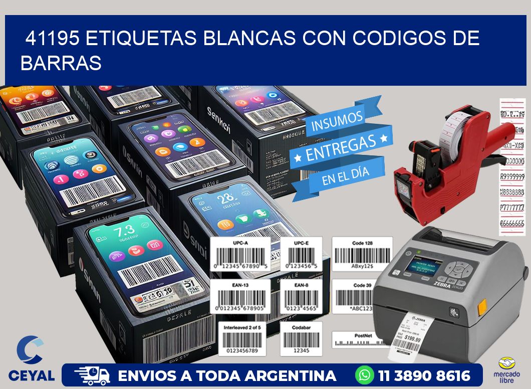 41195 etiquetas blancas con codigos de barras