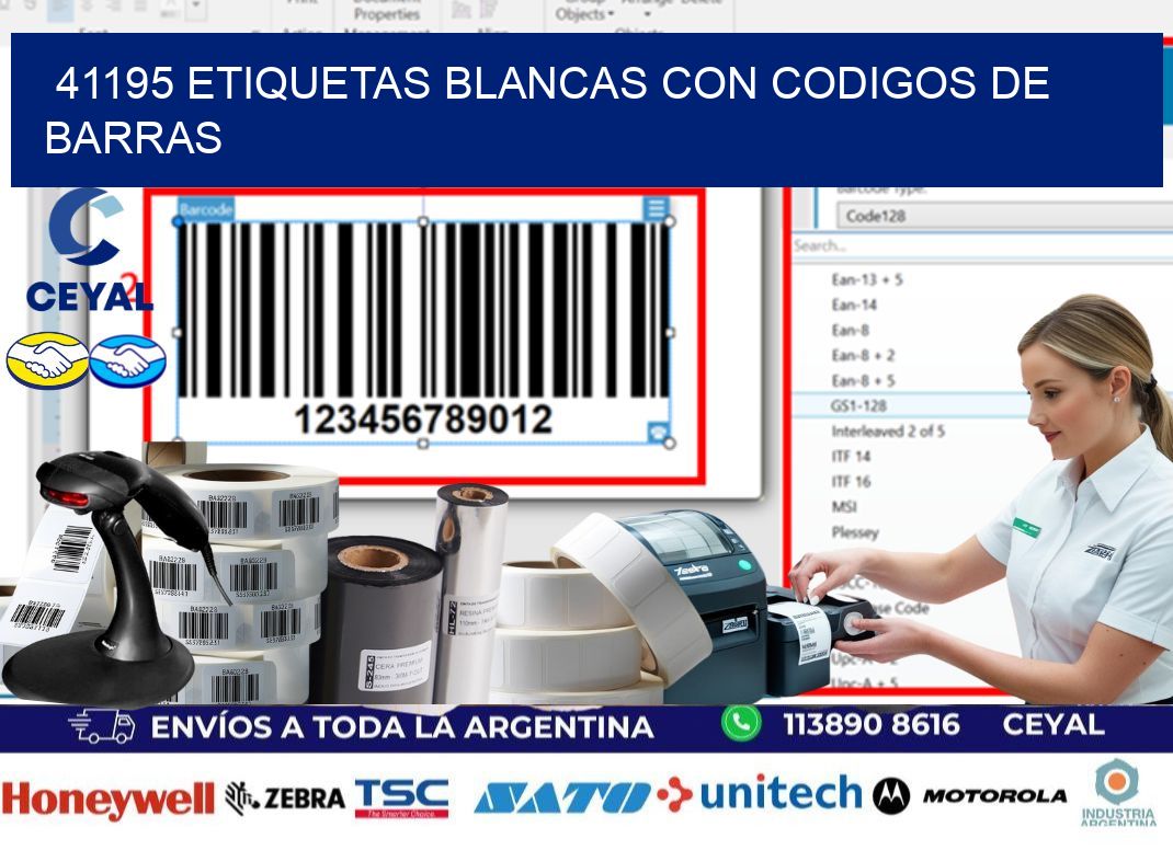 41195 etiquetas blancas con codigos de barras
