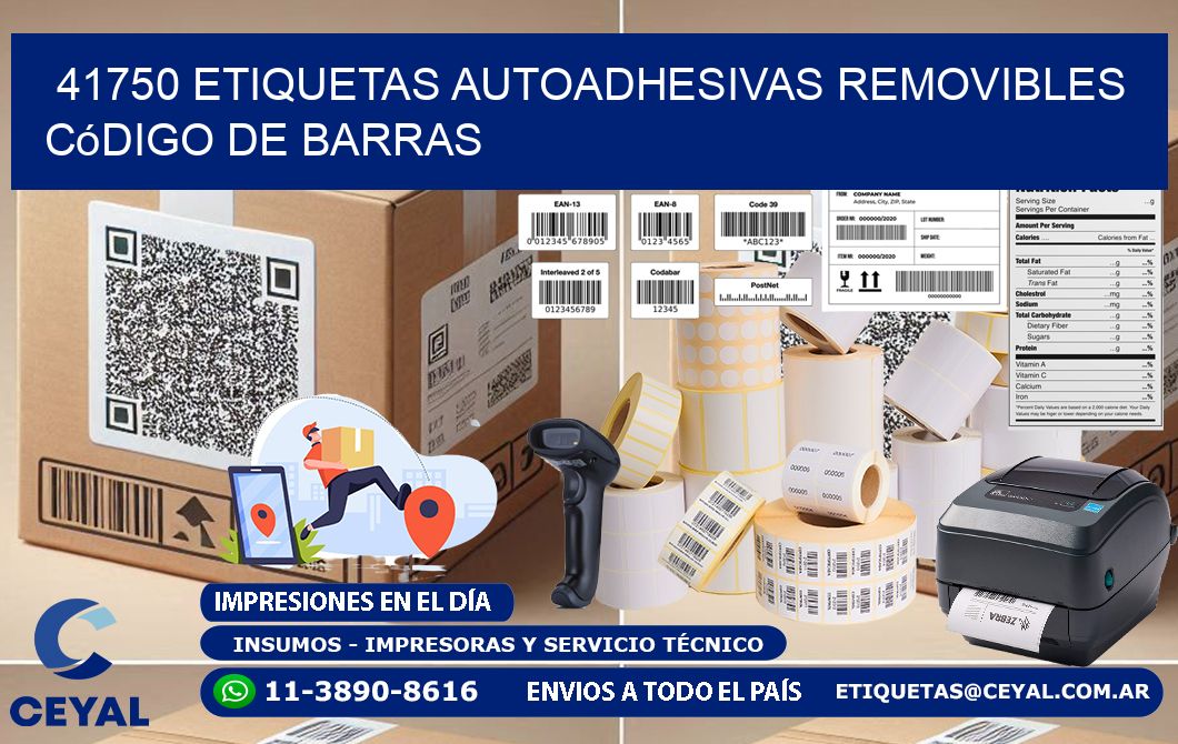 41750 etiquetas autoadhesivas removibles código de barras