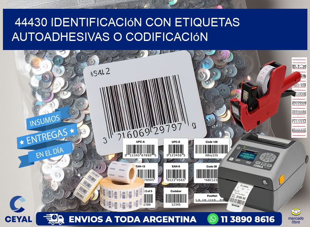 44430 identificación con etiquetas autoadhesivas o codificación