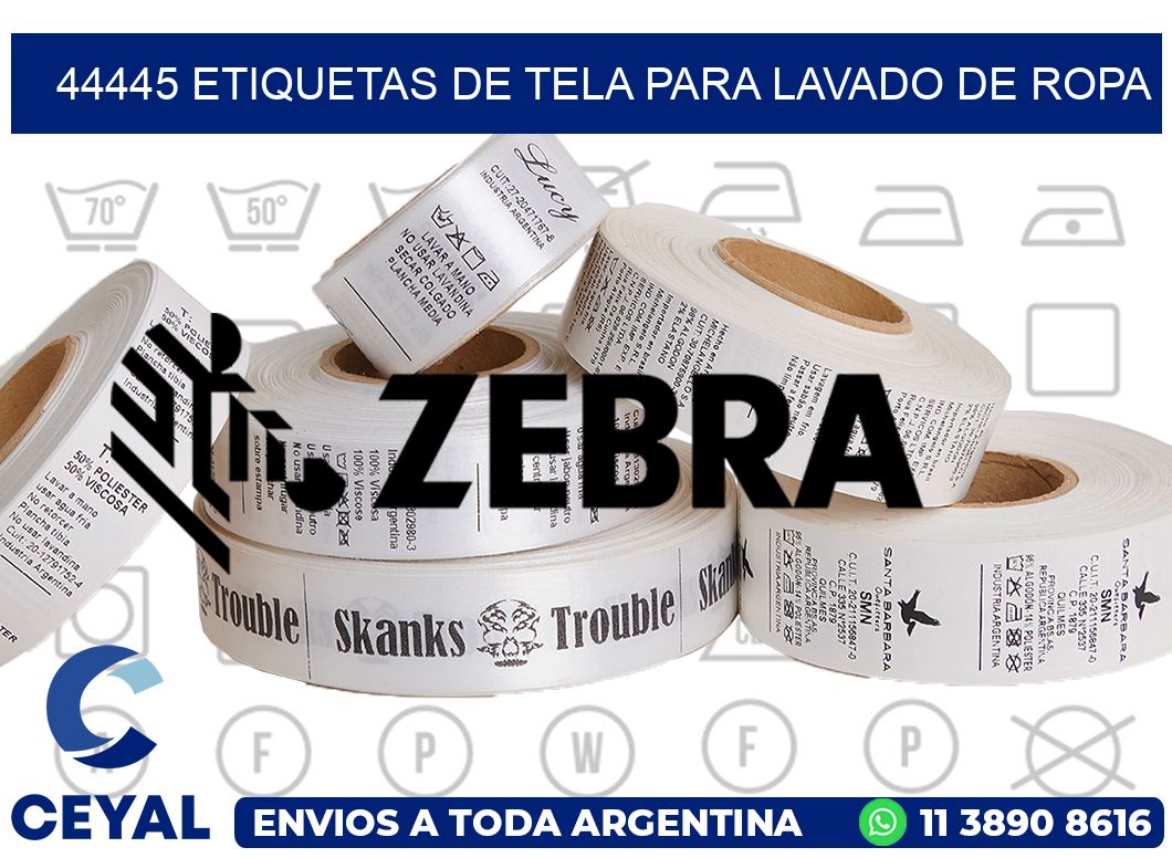 44445 Etiquetas de tela para lavado de ropa
