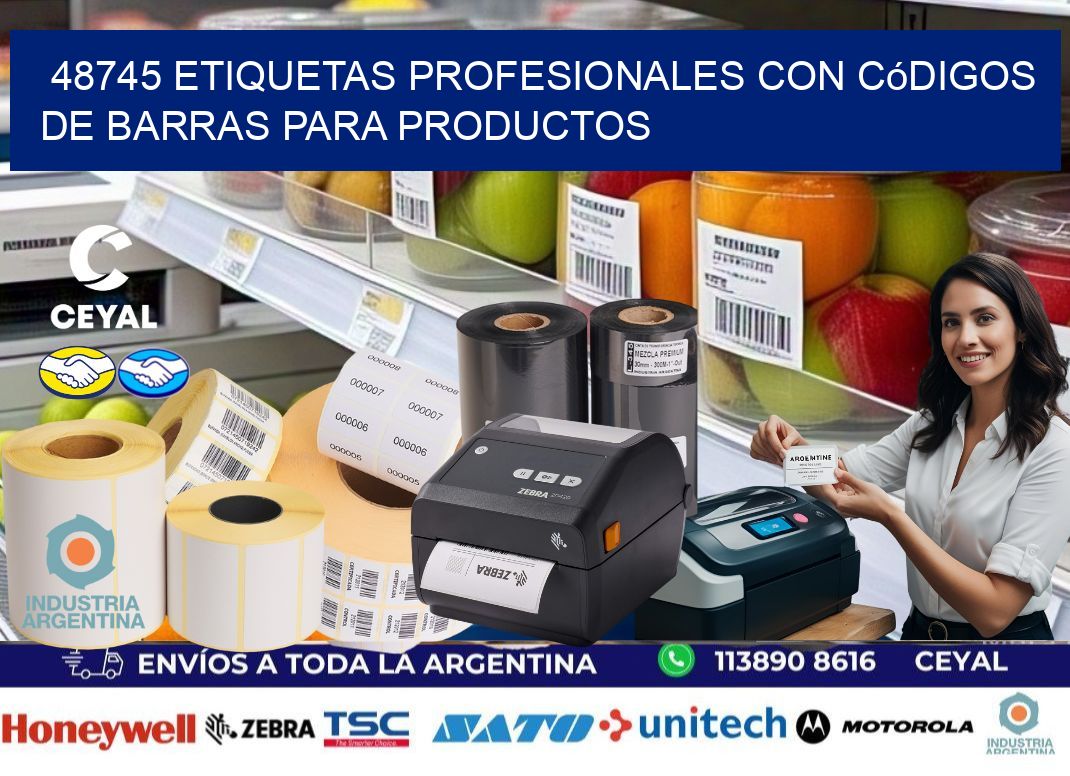 48745 Etiquetas profesionales con códigos de barras para productos
