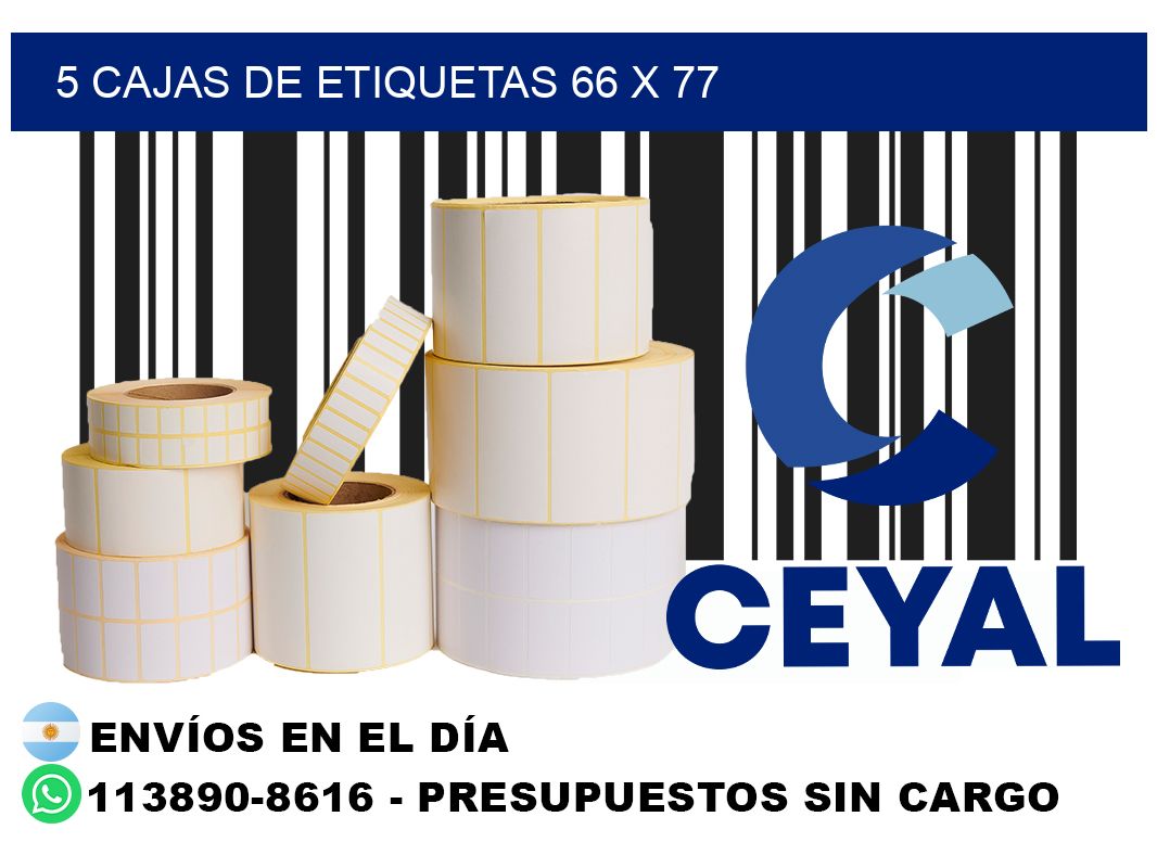 5 cajas de etiquetas 66 x 77