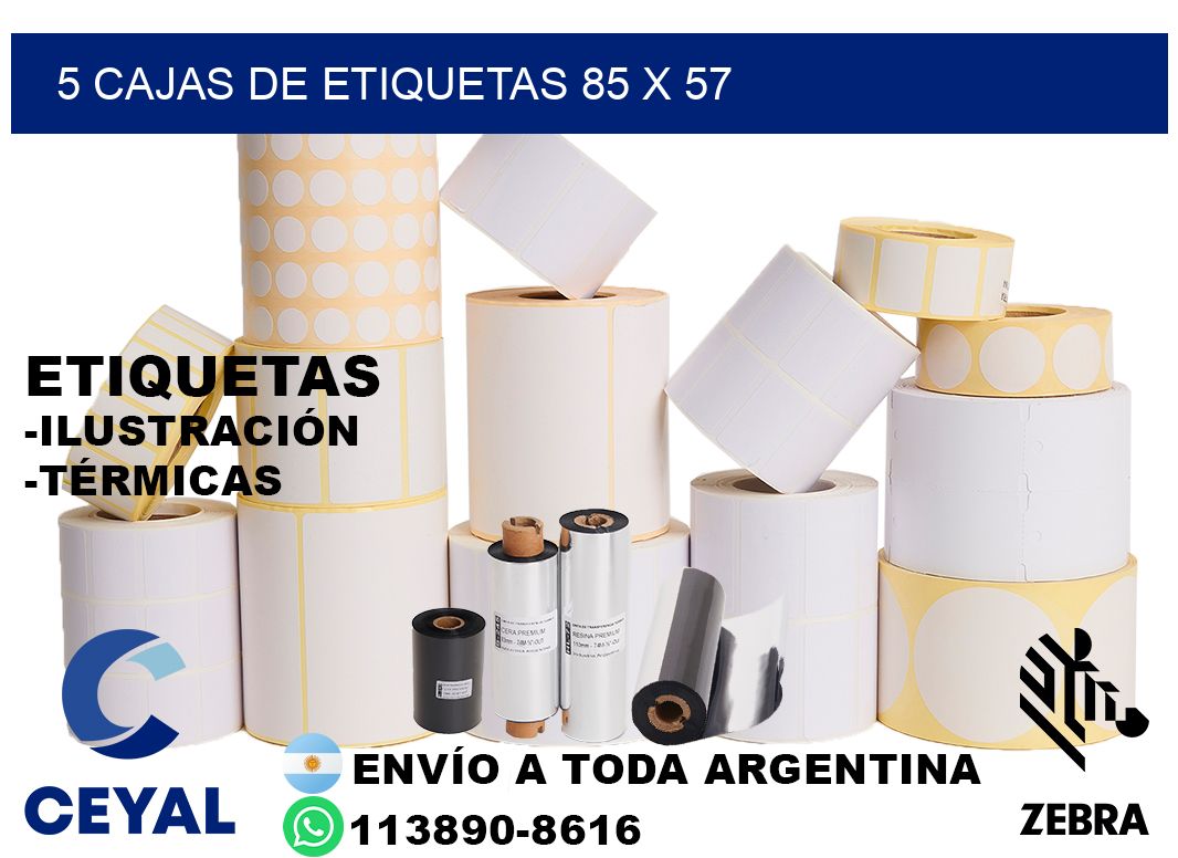 5 cajas de etiquetas 85 x 57