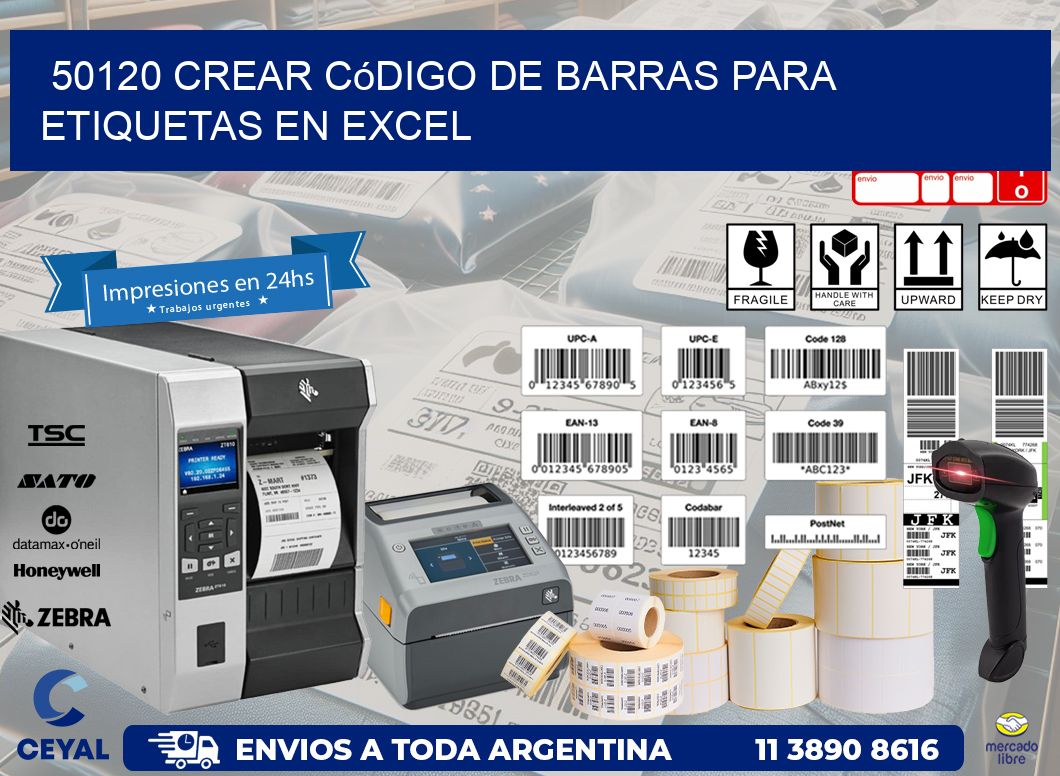 50120 Crear código de barras para etiquetas en Excel
