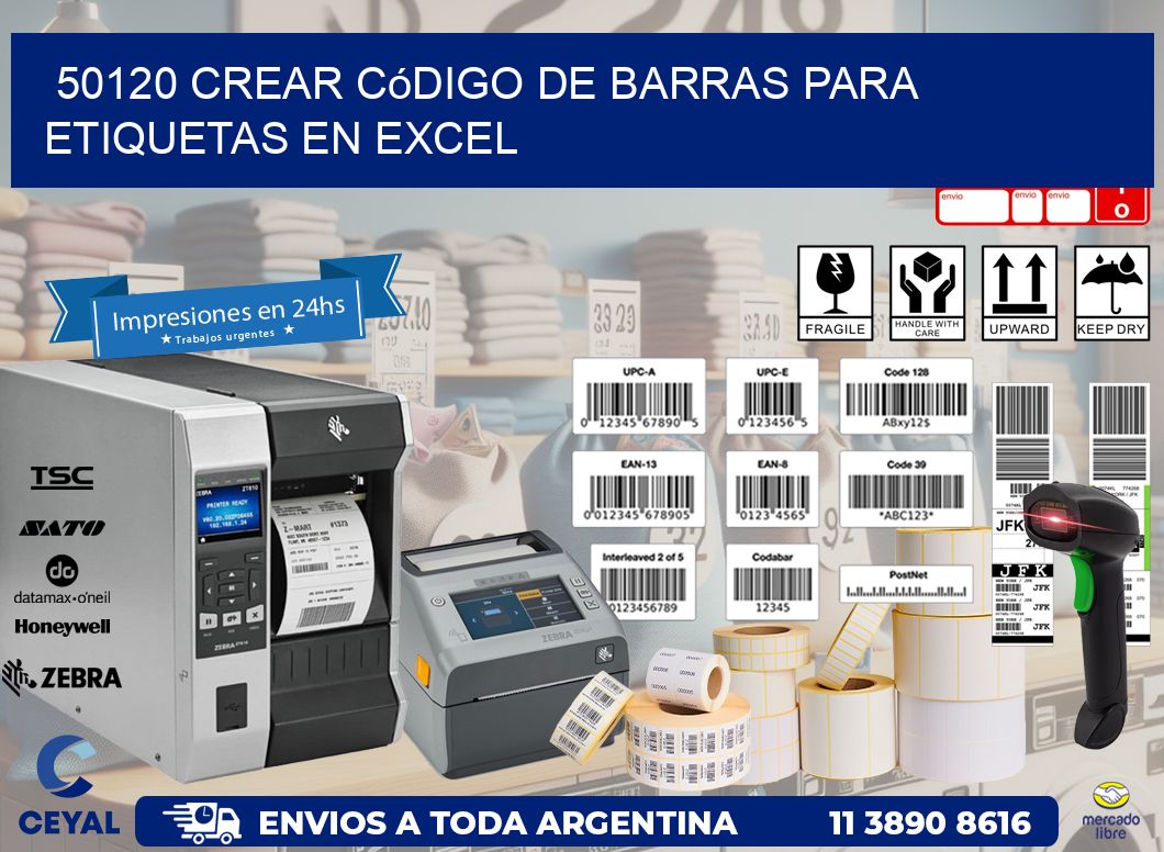 50120 Crear código de barras para etiquetas en Excel