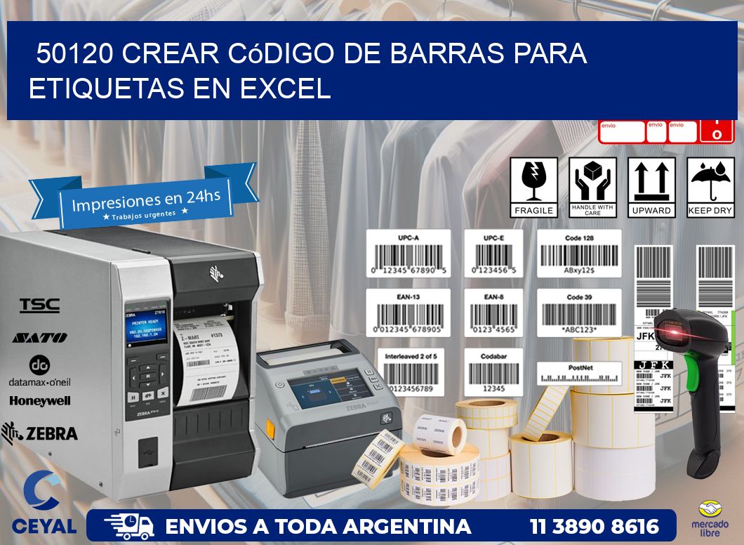 50120 Crear código de barras para etiquetas en Excel
