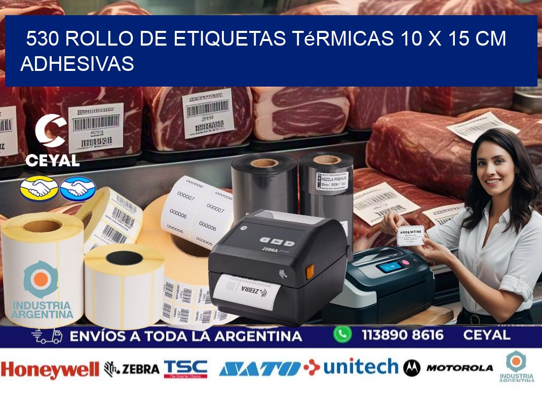 530 Rollo de Etiquetas Térmicas 10 x 15 cm Adhesivas