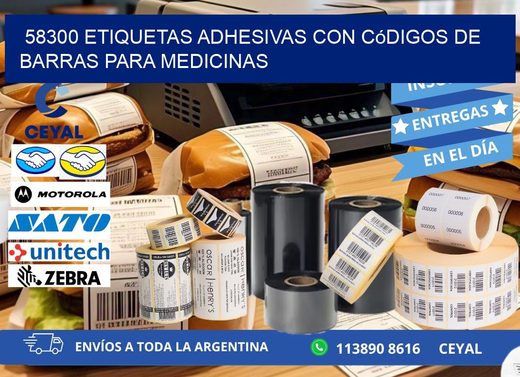 58300 etiquetas adhesivas con códigos de barras para medicinas