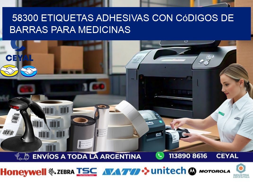 58300 etiquetas adhesivas con códigos de barras para medicinas