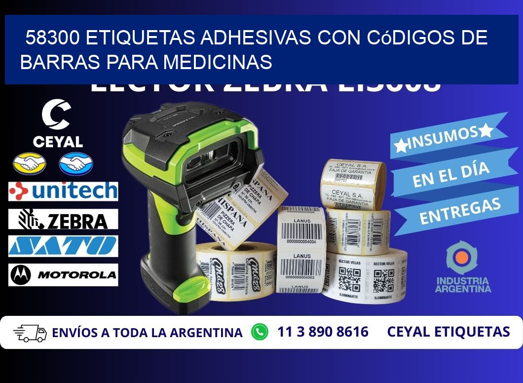 58300 etiquetas adhesivas con códigos de barras para medicinas