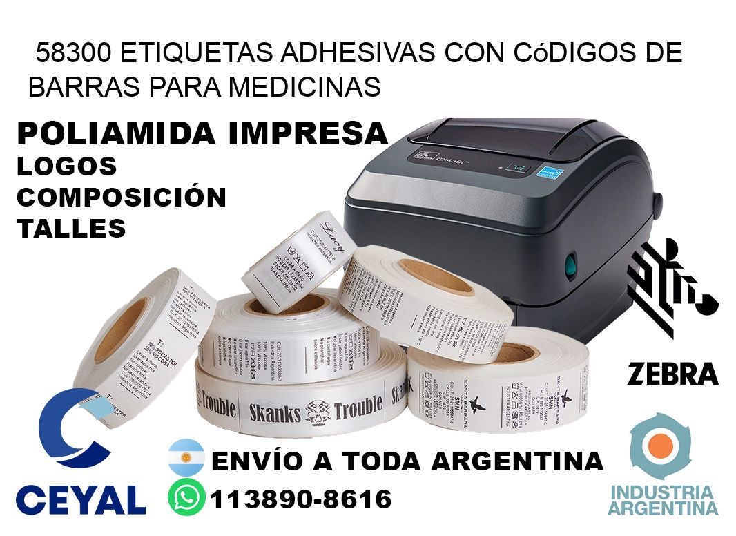 58300 etiquetas adhesivas con códigos de barras para medicinas