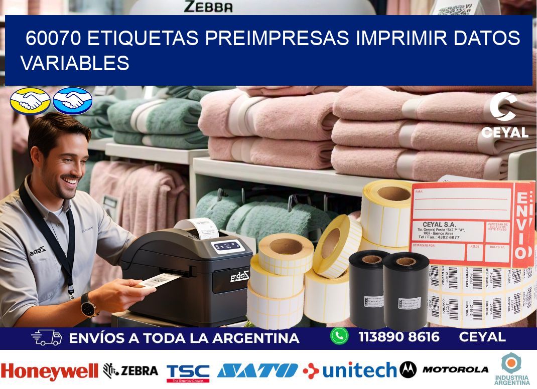 60070 Etiquetas preimpresas imprimir datos variables
