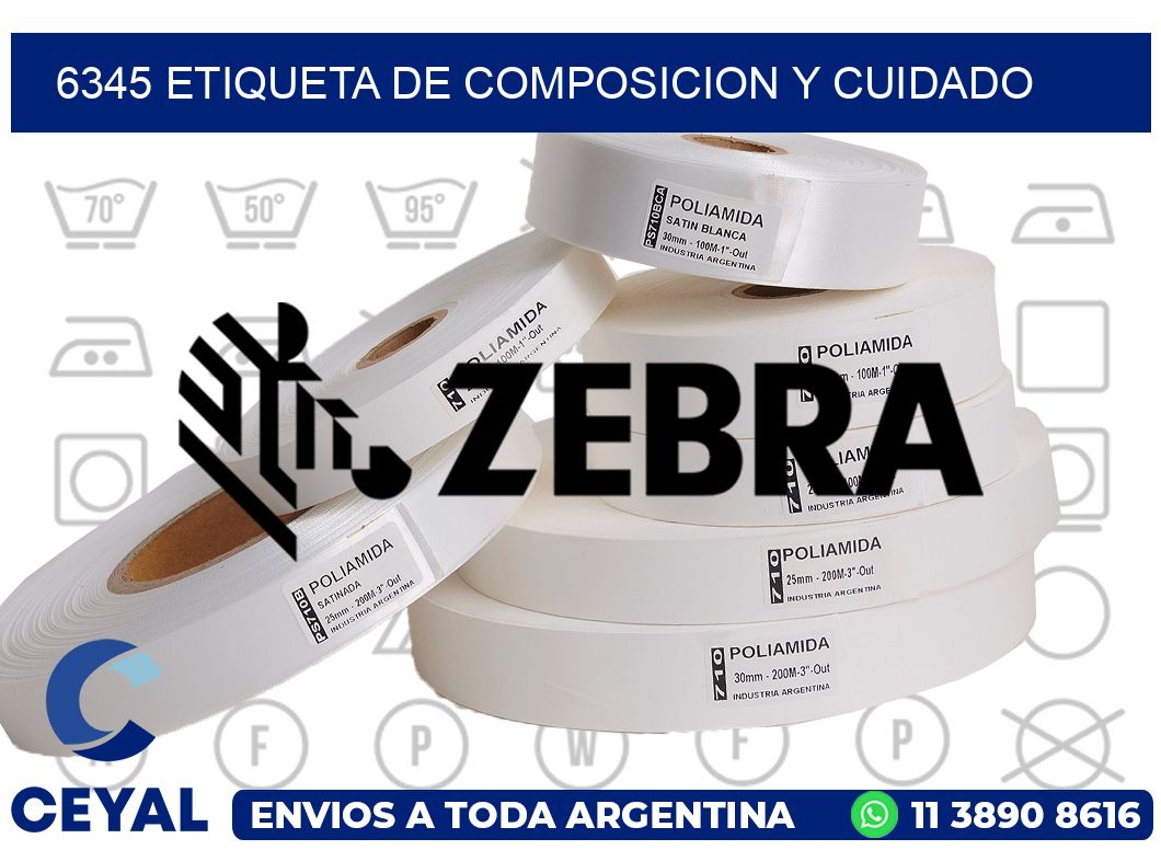 6345 etiqueta de composicion y cuidado