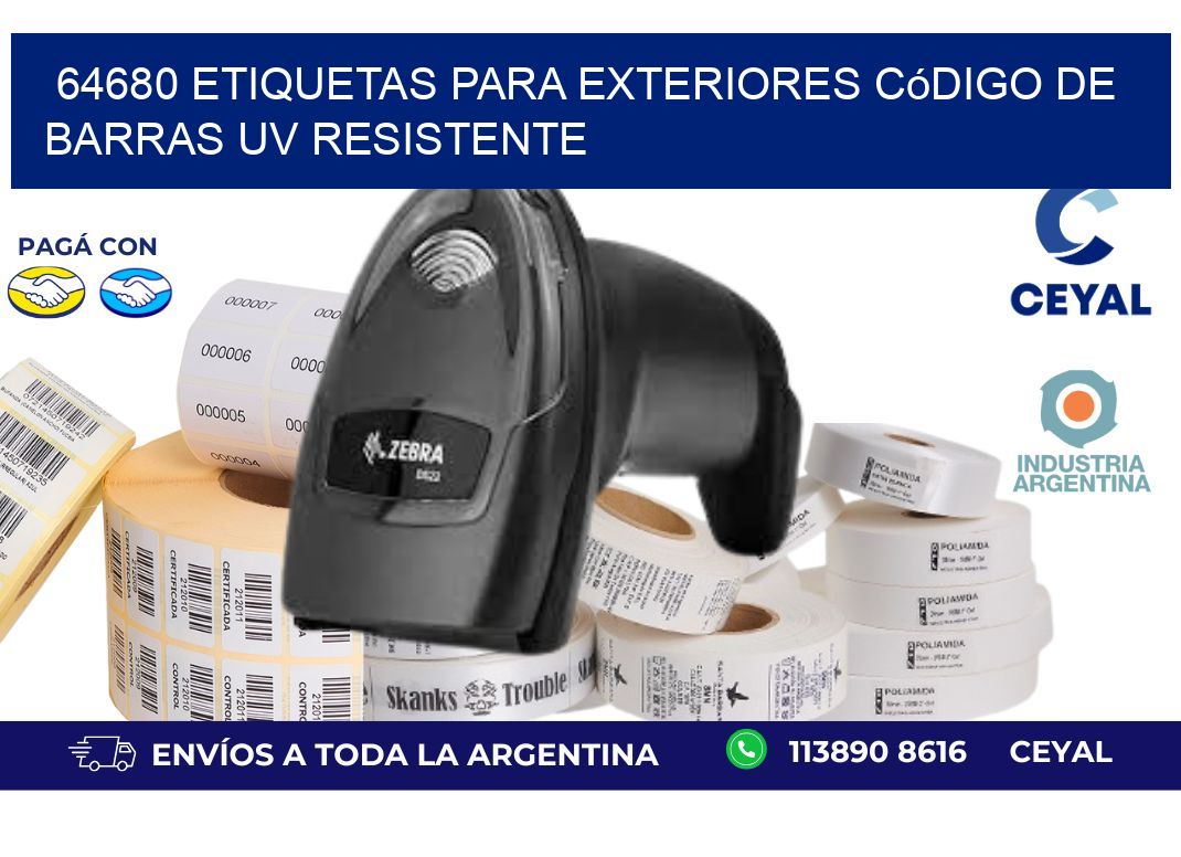 64680 etiquetas para exteriores código de barras UV resistente