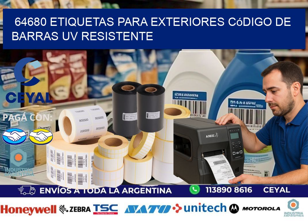 64680 etiquetas para exteriores código de barras UV resistente