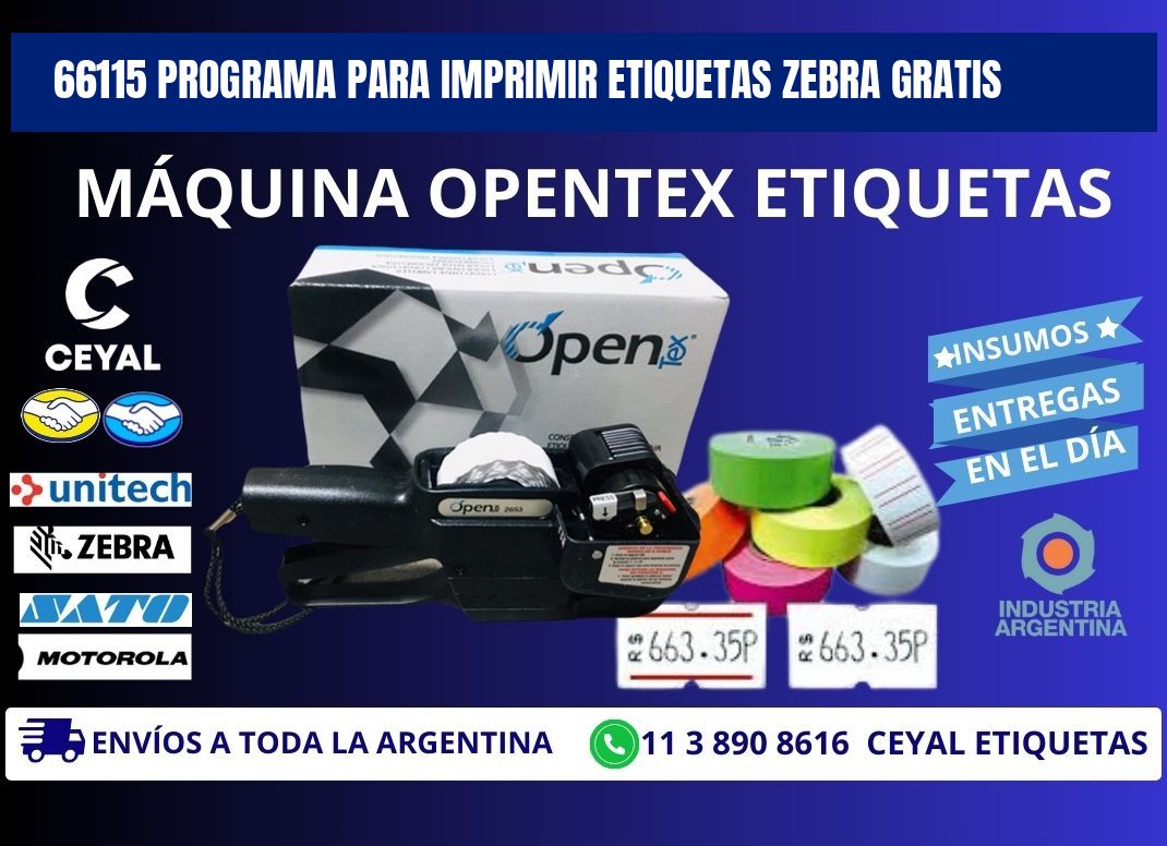 66115 Programa para imprimir etiquetas Zebra gratis