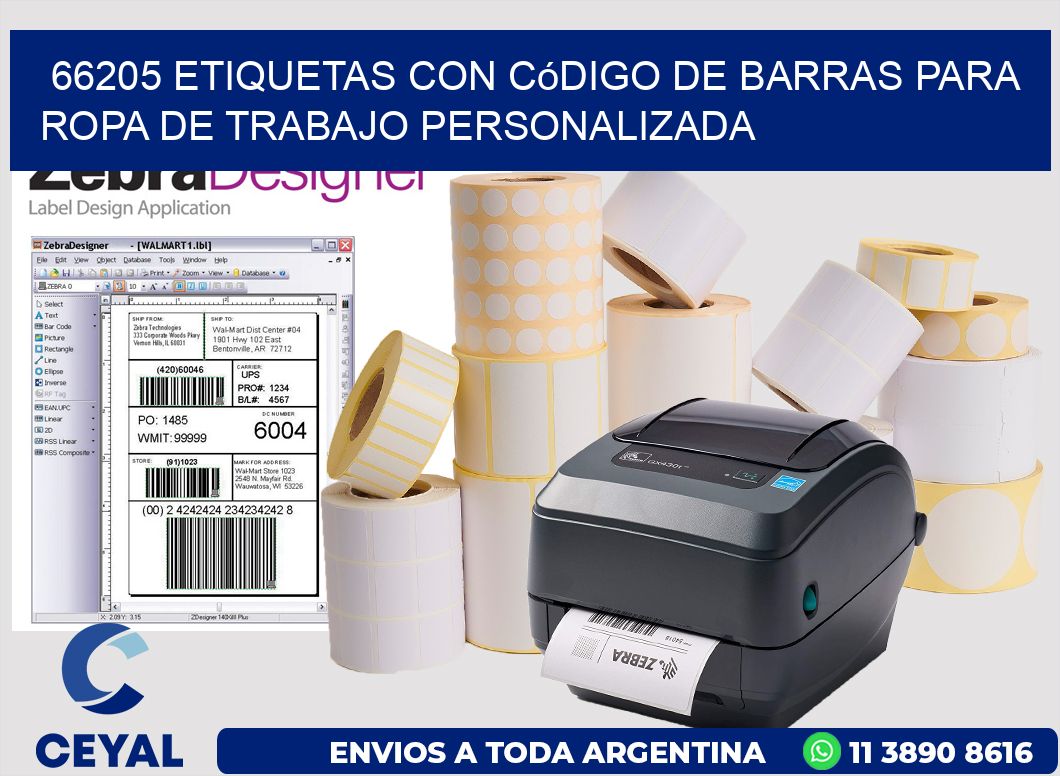 66205 Etiquetas con código de barras para ropa de trabajo personalizada