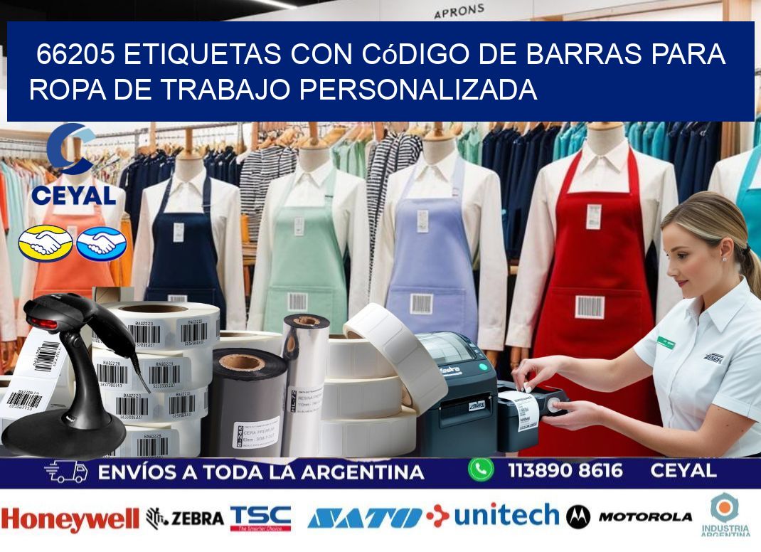 66205 Etiquetas con código de barras para ropa de trabajo personalizada