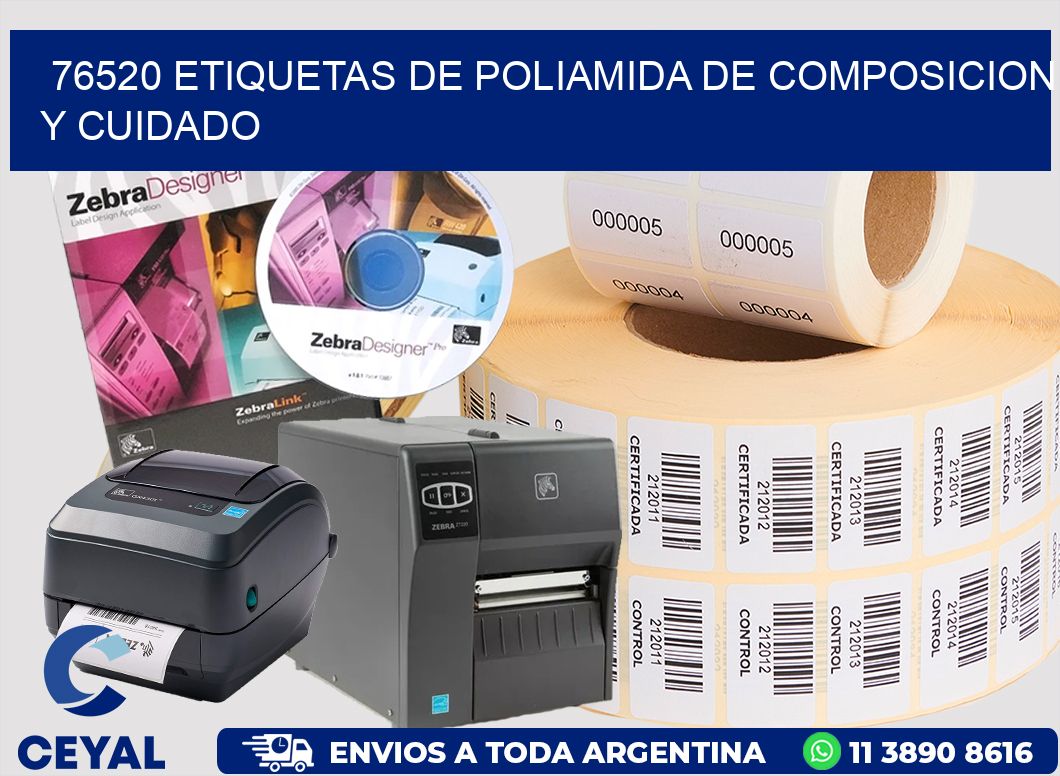 76520 etiquetas de poliamida de composicion y cuidado