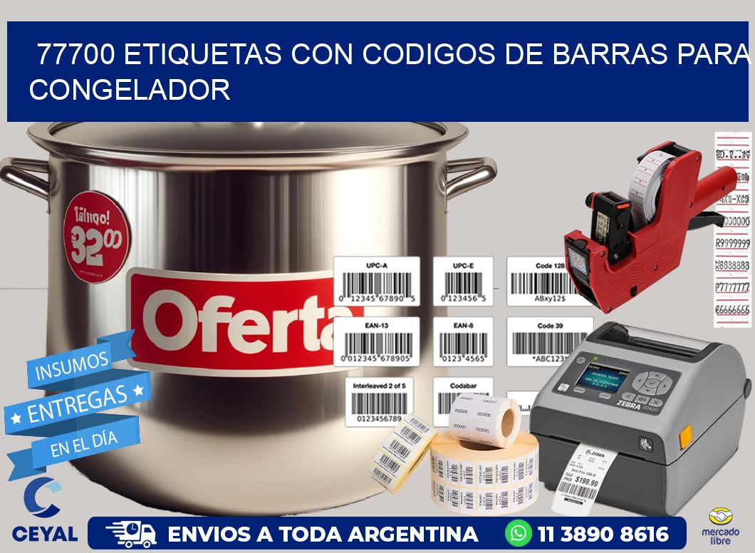 77700 Etiquetas con codigos de barras para congelador