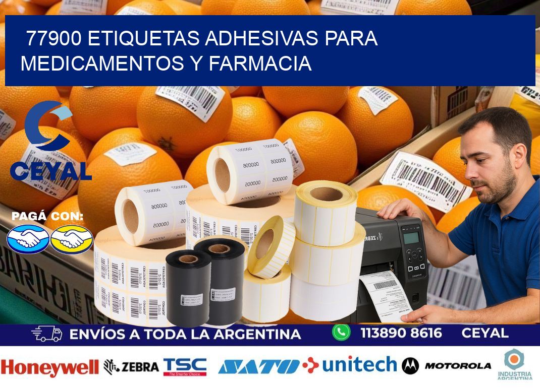 77900 Etiquetas adhesivas para medicamentos y farmacia