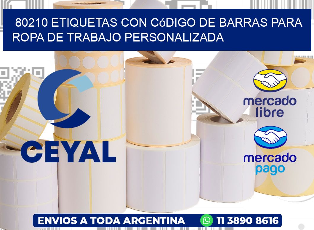 80210 Etiquetas con código de barras para ropa de trabajo personalizada